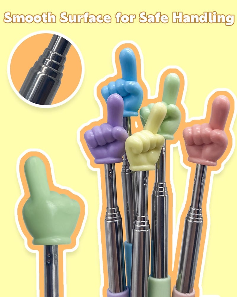 Dumero Retractable Teacher Pointer for Classroom Kids Reading, Extendable Finger Pointer Stick for School, Collapsible Finger Pointing Stick, Long Telescoping Hand Pointer-3 Pack: Blue, Green, Yellow - Image 4